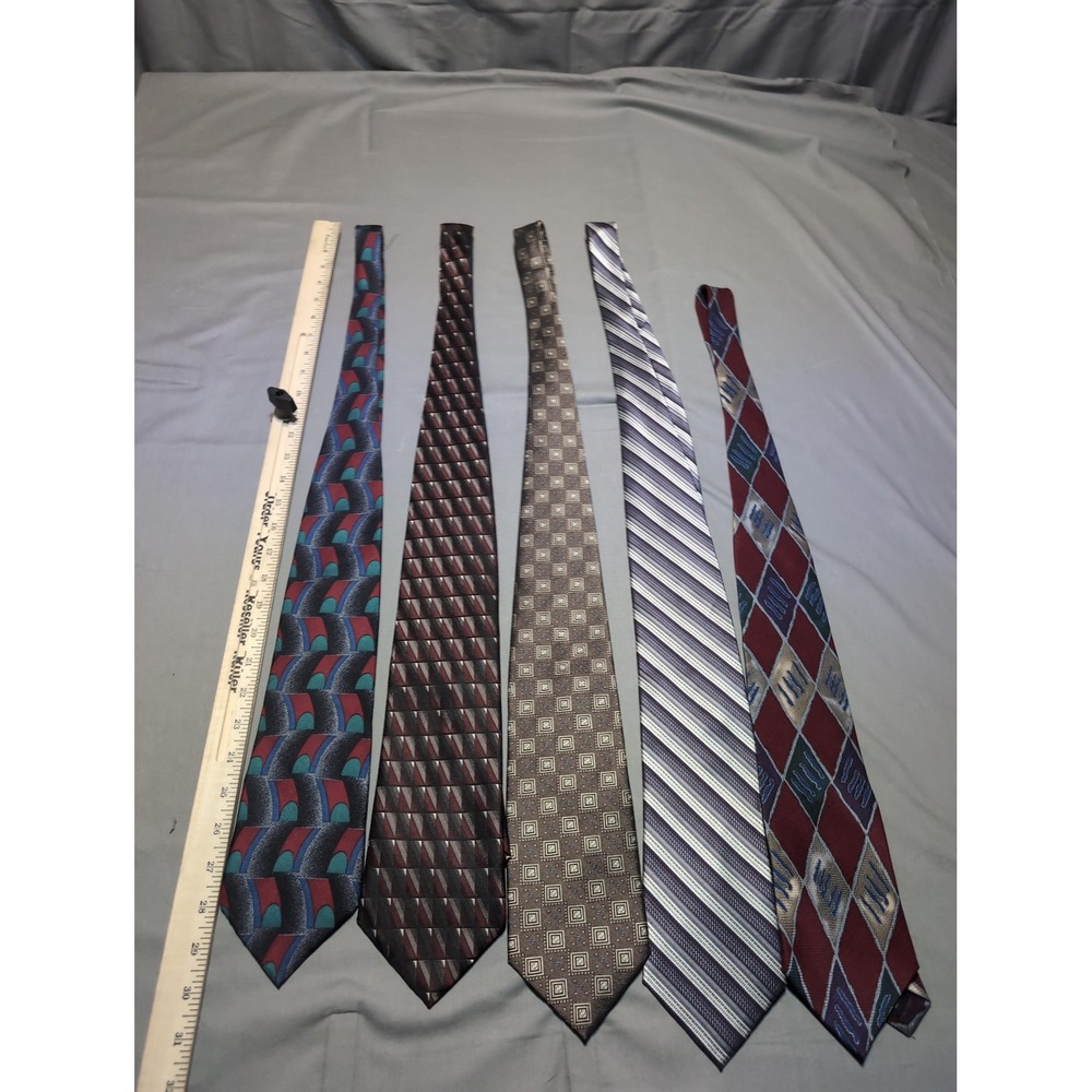 Vintage Silk Tie‎ Lot 5 Mens Architect Joseph & Feiss Platinum Mario Ferrari 90s